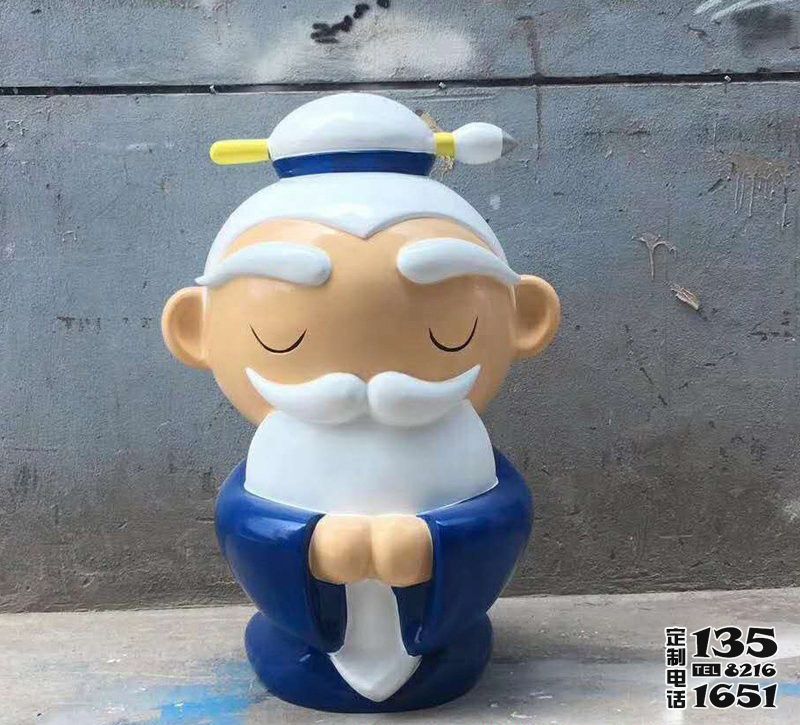 商業(yè)街?jǐn)[放玻璃鋼卡通老人公仔 雕塑 商業(yè)街?jǐn)[放玻璃鋼卡通老人公仔 雕塑