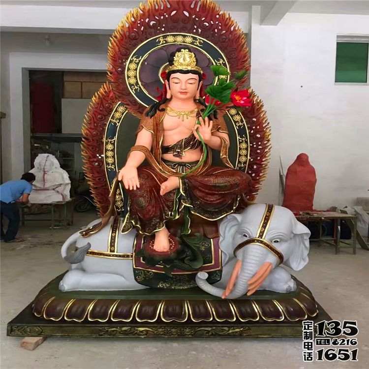 玻璃鋼彩繪大型寺廟佛像文殊普賢雕塑 玻璃鋼彩繪大型寺廟佛像文殊普賢雕塑