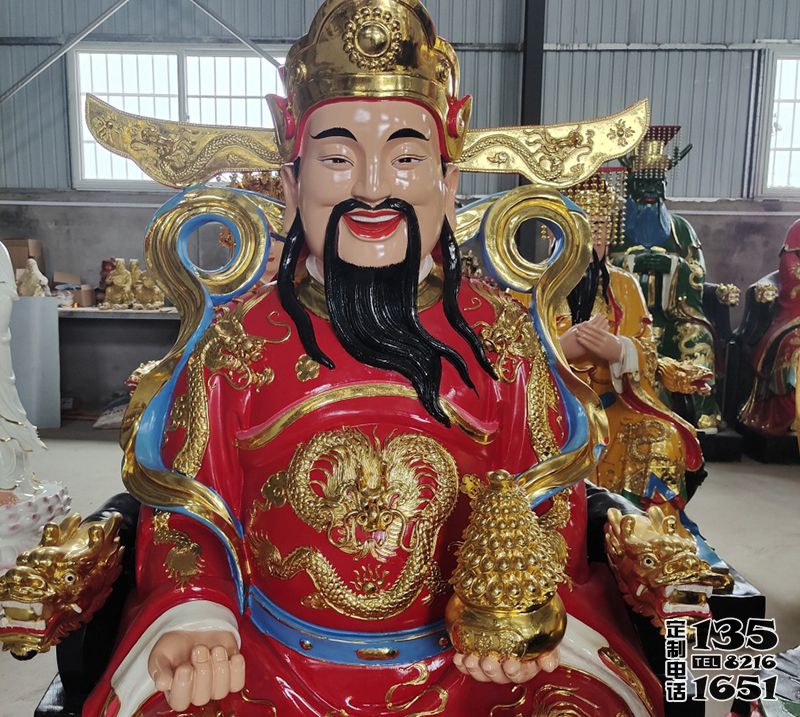 玻璃鋼彩繪家居供奉財(cái)神雕塑