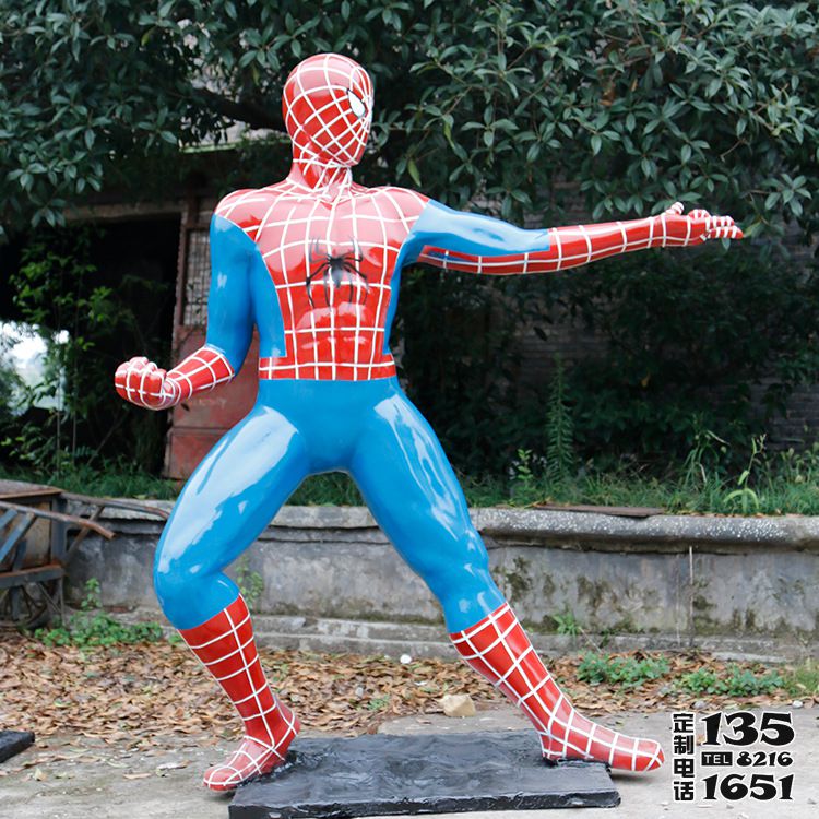電影院景區大型仿真人物玻璃鋼材質蜘蛛俠雕塑 電影院景區大型仿真人物玻璃鋼材質蜘蛛俠雕塑
