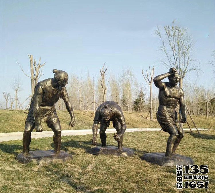 公園草坪擺放玻璃鋼仿銅農耕文化插秧人物雕塑 公園草坪擺放玻璃鋼仿銅農耕文化插秧人物雕塑