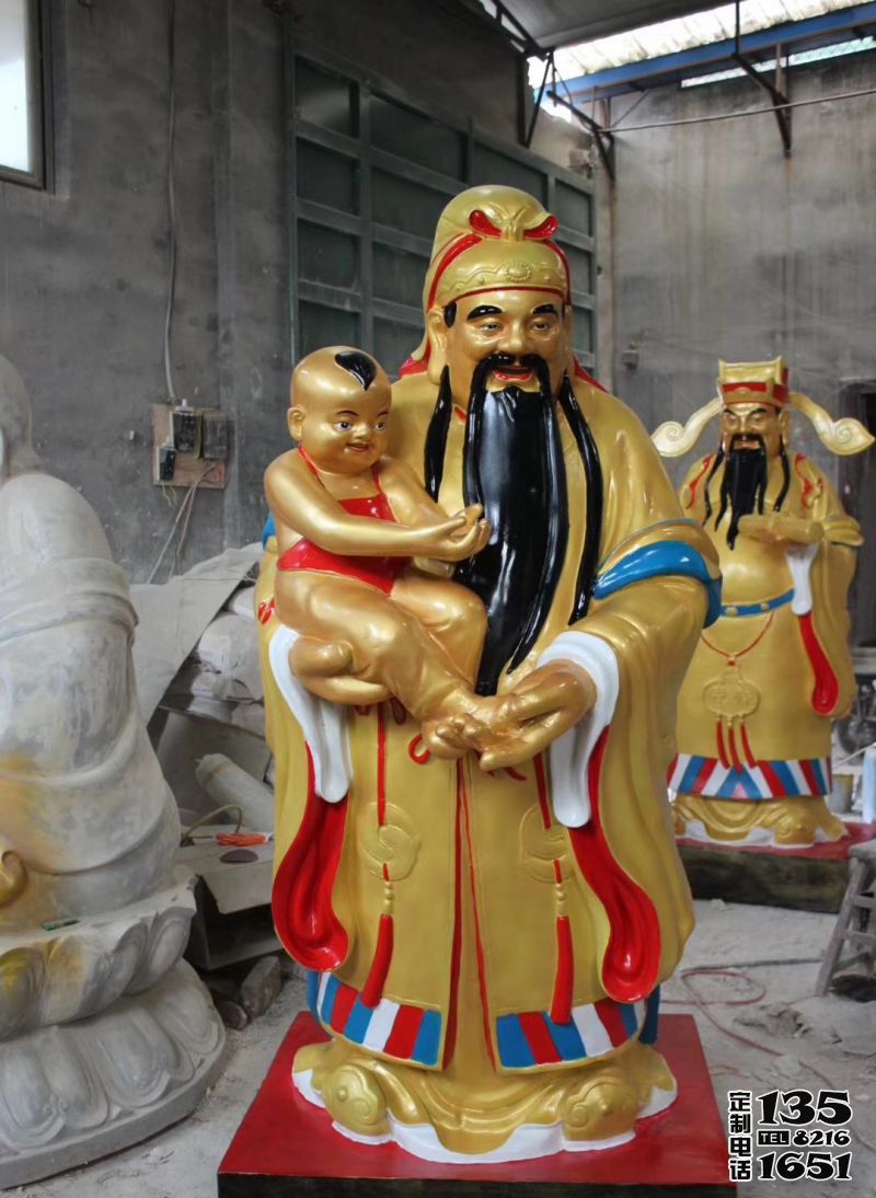 玻璃鋼彩繪宗教廟宇神像福祿壽雕塑 玻璃鋼彩繪宗教廟宇神像福祿壽雕塑