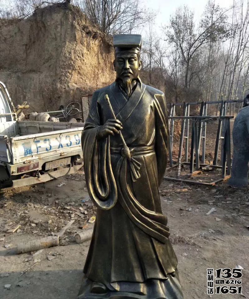 學(xué)院站立拿筆仿銅玻璃鋼王羲之名人雕塑 學(xué)院站立拿筆仿銅玻璃鋼王羲之名人雕塑