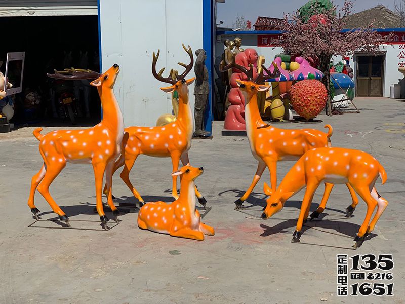 城市街邊仿真動物梅花鹿雕塑 城市街邊仿真動物梅花鹿雕塑