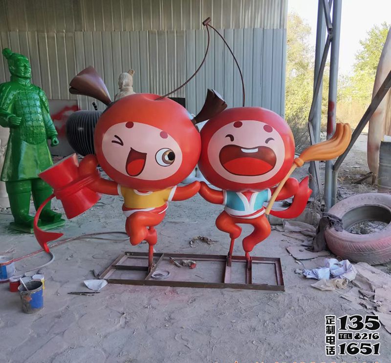 景區(qū)園林廣場玻璃鋼卡通水果公仔櫻桃雕塑 景區(qū)園林廣場玻璃鋼卡通水果公仔櫻桃雕塑