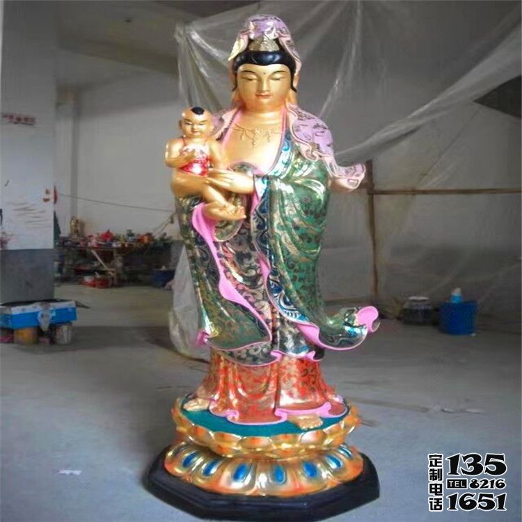 景點(diǎn)寺廟玻璃鋼彩繪送子觀音雕塑 景點(diǎn)寺廟玻璃鋼彩繪送子觀音雕塑