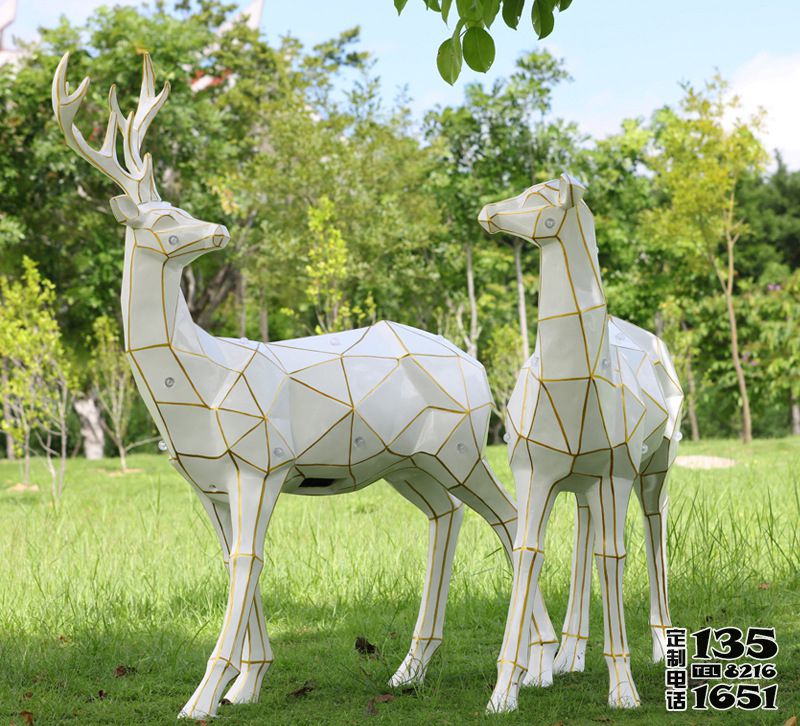 幾何太陽能玻璃鋼戶外公園梅花鹿雕塑 幾何太陽能玻璃鋼戶外公園梅花鹿雕塑